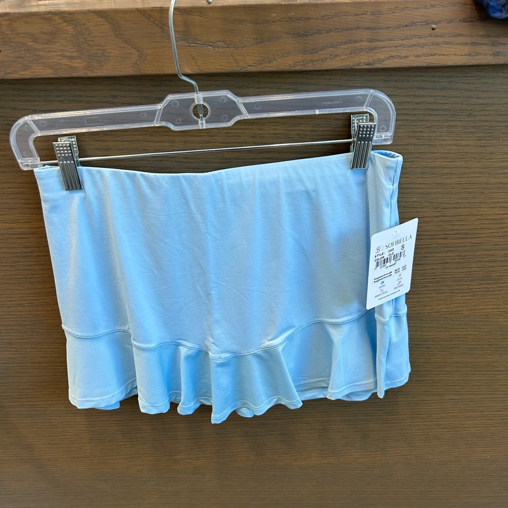 Light Blue Ruffled Mini Skirt